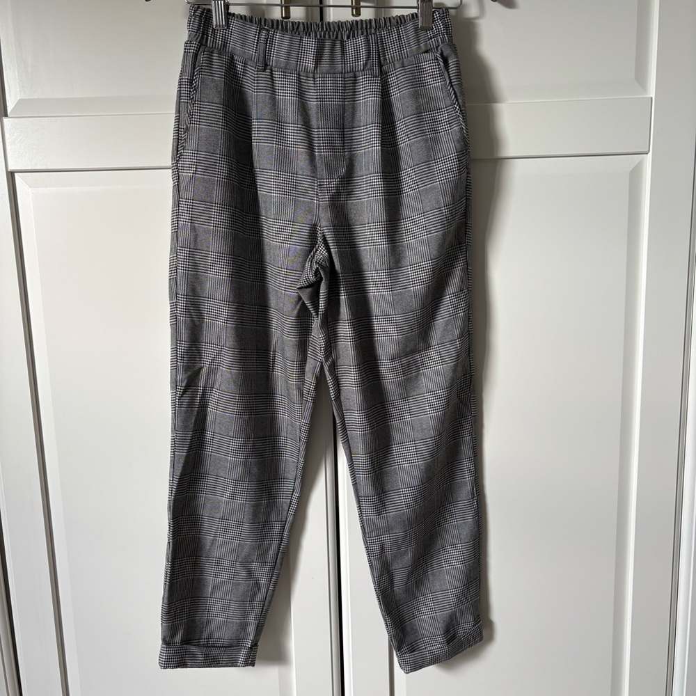 BERSHKA Grey Checkered plaid Pants